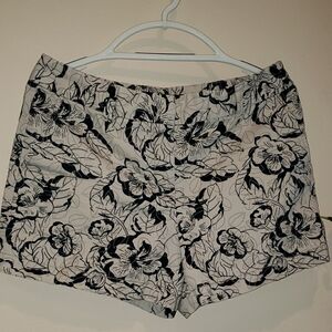 LOFT Black and White Bermuda Shorts Artistic Pattern